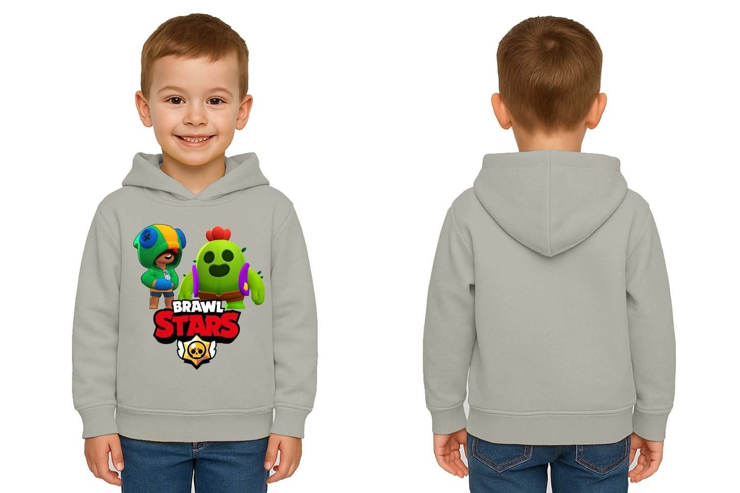 Unisex  Baskılı brawl stars Çocuk Swaetshirt Kapüşonlu 3 İplik Şardonlu