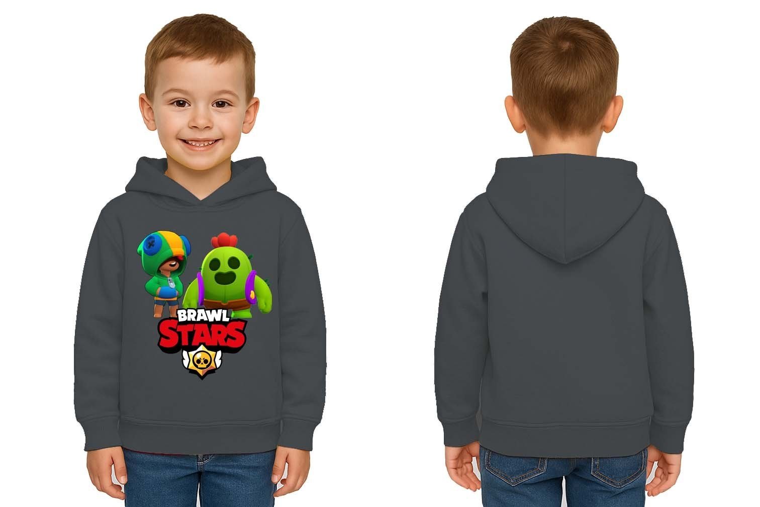 Unisex  Baskılı brawl stars Çocuk Swaetshirt Kapüşonlu 3 İplik Şardonlu