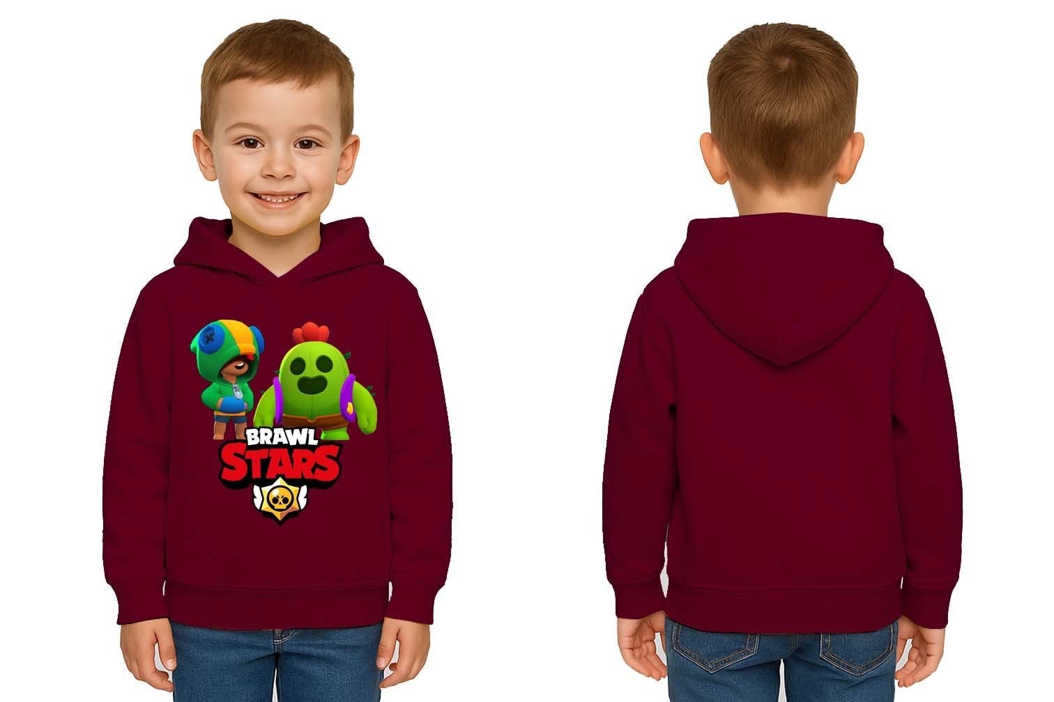 Unisex  Baskılı brawl stars Çocuk Swaetshirt Kapüşonlu 3 İplik Şardonlu