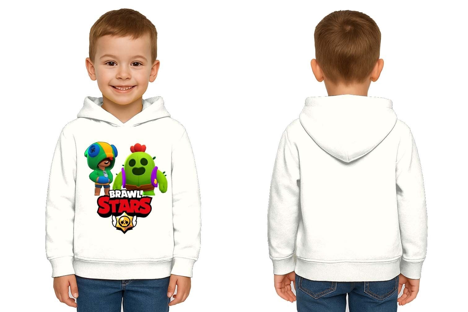Unisex  Baskılı brawl stars Çocuk Swaetshirt Kapüşonlu 3 İplik Şardonlu