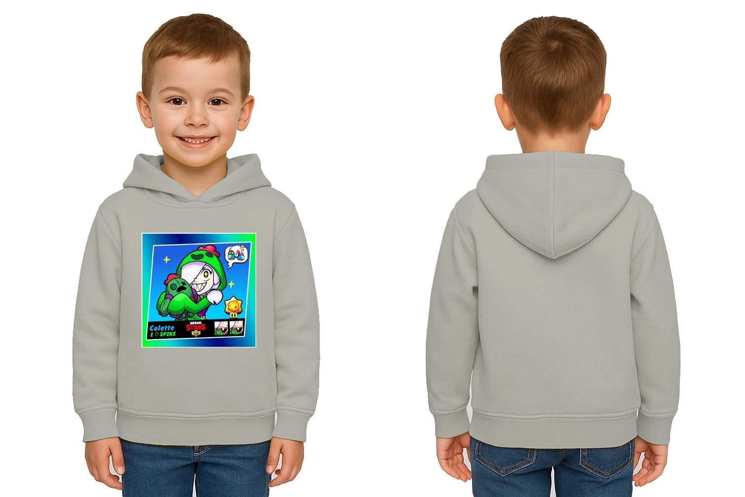 Unisex  Baskılı brawl stars Çocuk Swaetshirt Kapüşonlu 3 İplik Şardonlu
