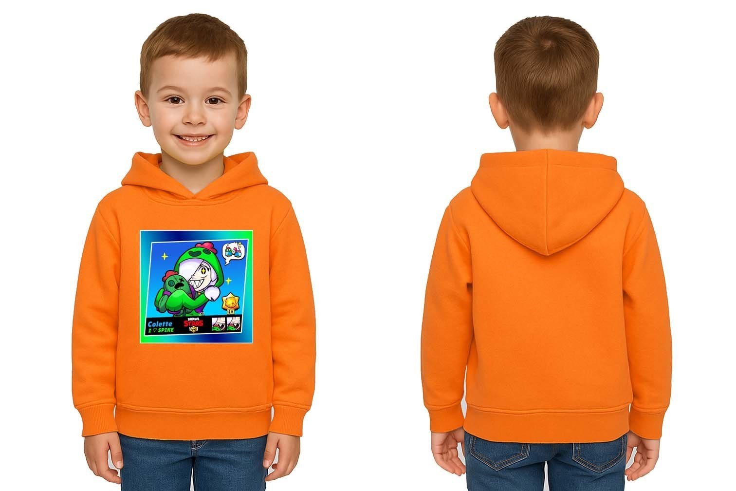 Unisex  Baskılı brawl stars Çocuk Swaetshirt Kapüşonlu 3 İplik Şardonlu
