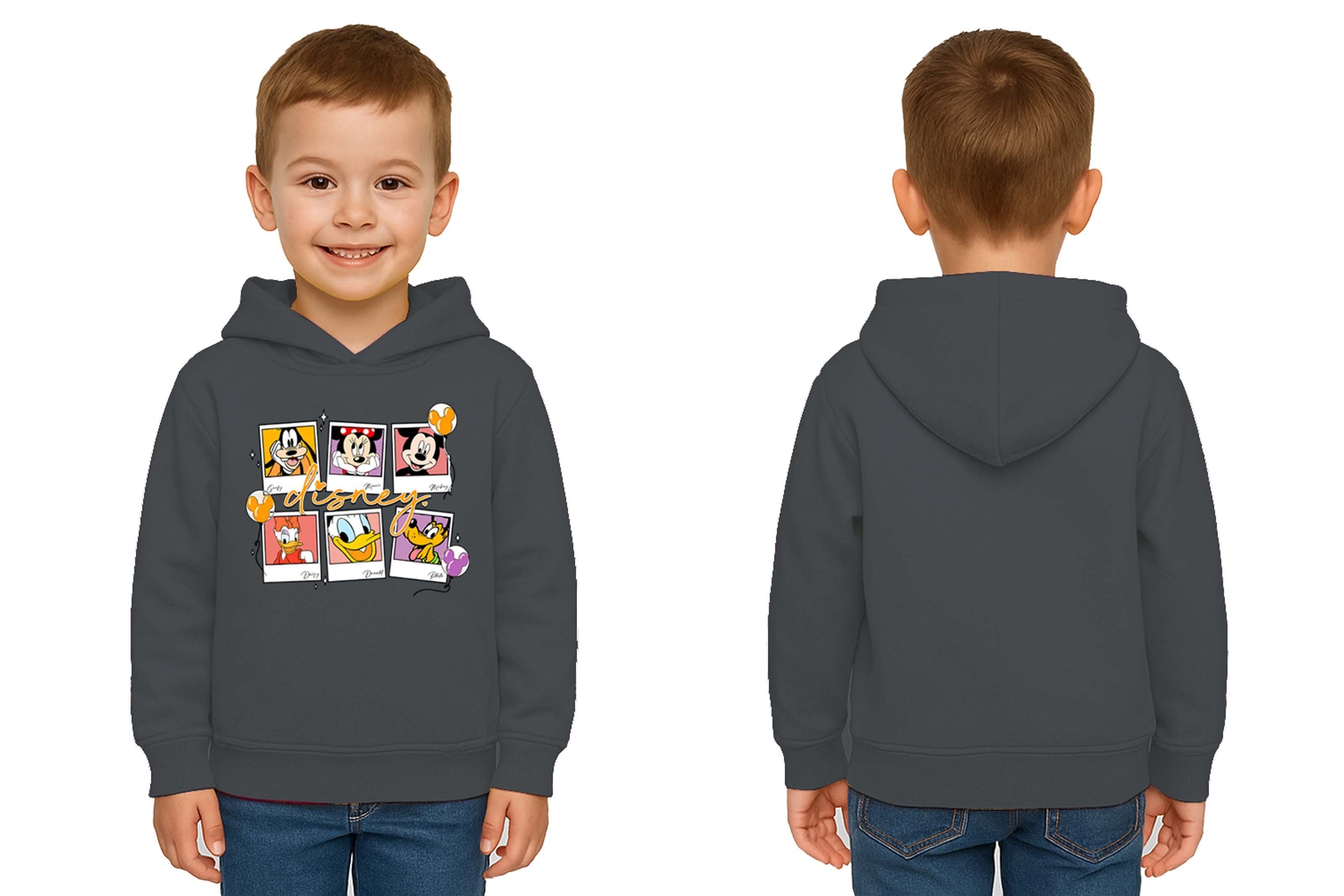Unisex Baskılı Çocuk Swaetshirt Kapşonlu 3 İplik Şardonlu