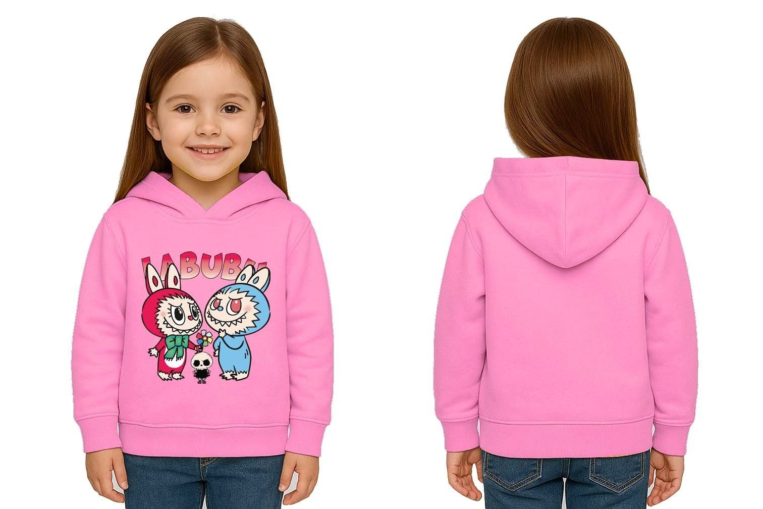 Unisex Baskılı Çocuk Swaetshirt Kapüşonlu 3 İplik Şardonlu Labubu