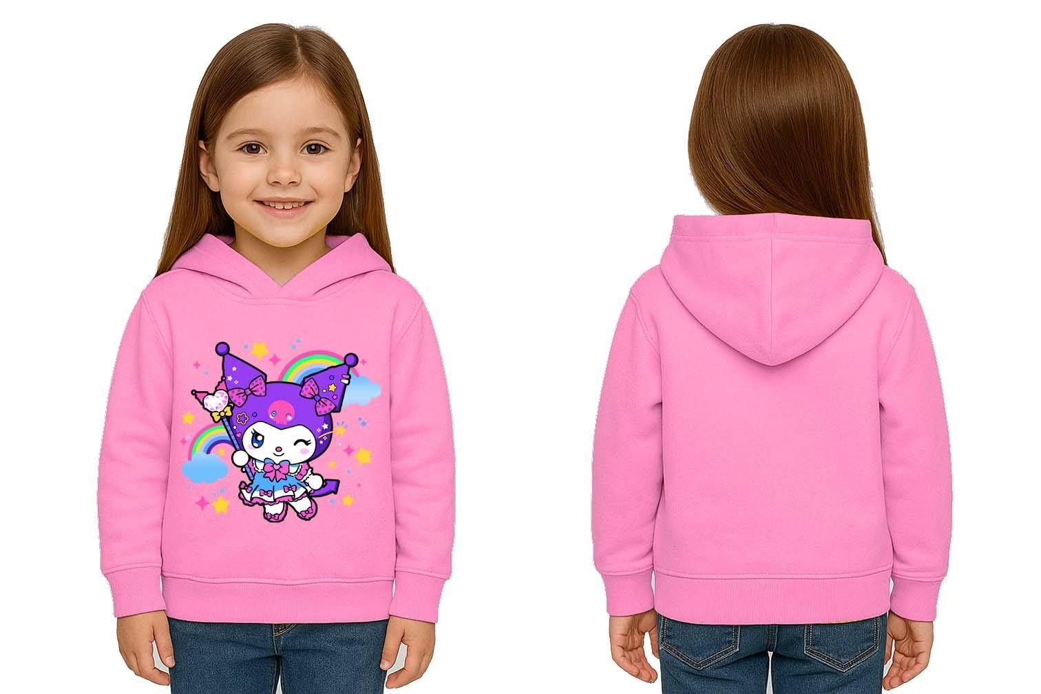 Unisex Baskılı Çocuk Swaetshirt Kapüşonlu 3 İplik Şardonlu Kuromi baskılı