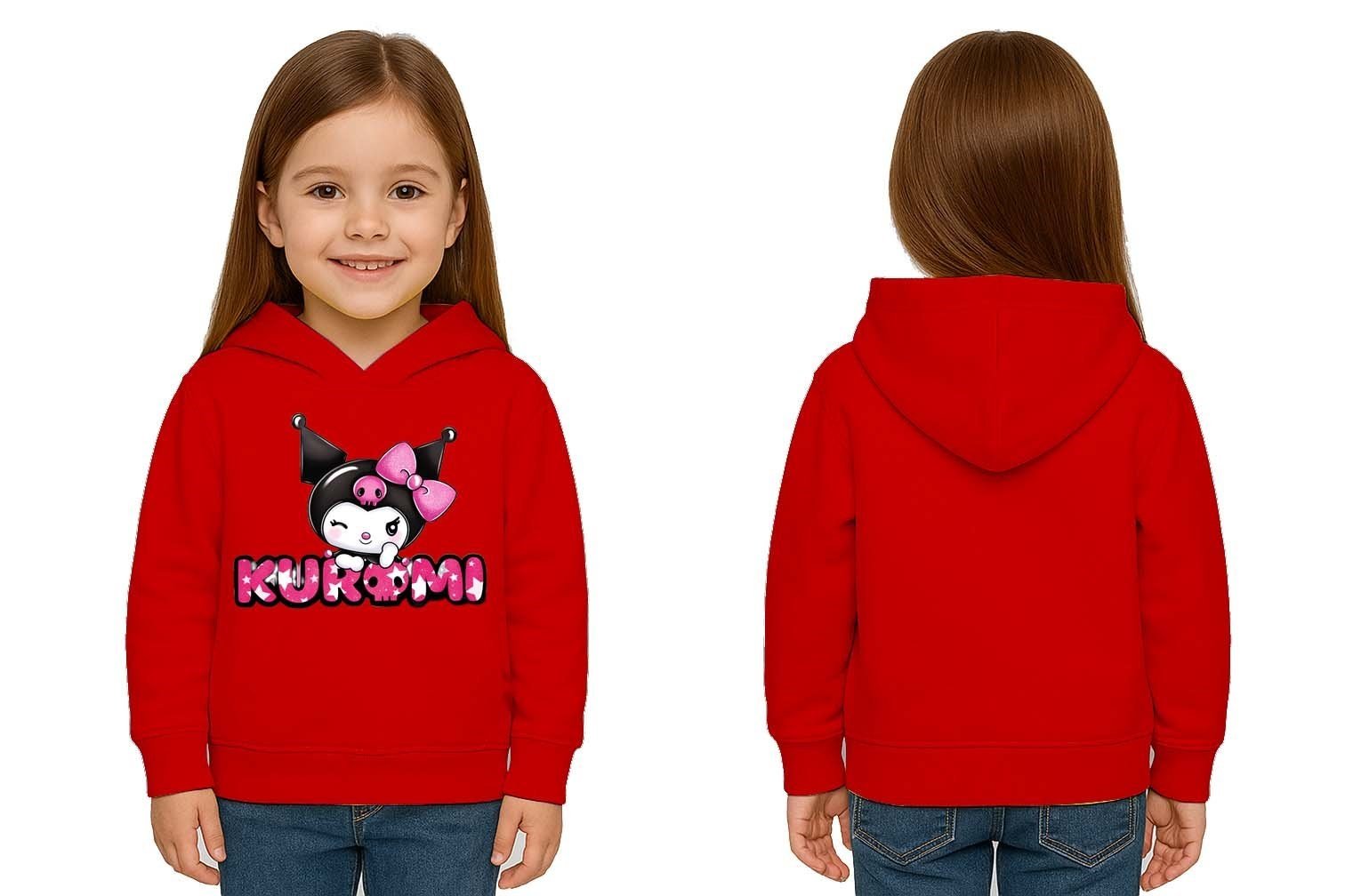 Unisex Baskılı Çocuk Swaetshirt Kapüşonlu 3 İplik Şardonlu Kuromi baskılı