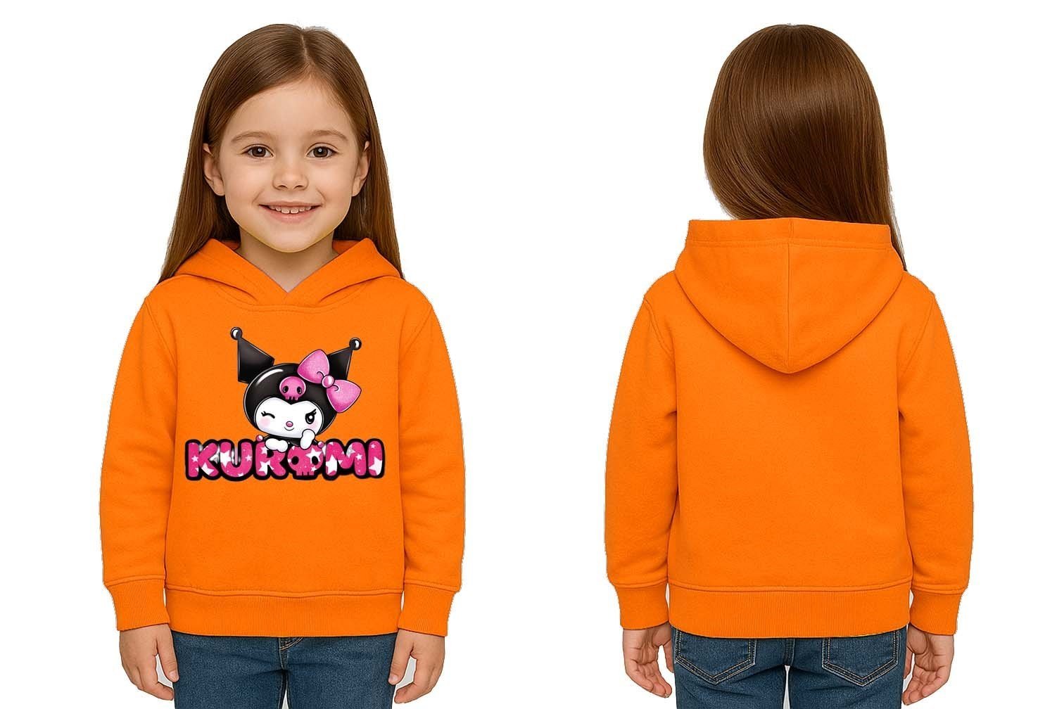 Unisex Baskılı Çocuk Swaetshirt Kapüşonlu 3 İplik Şardonlu Kuromi baskılı