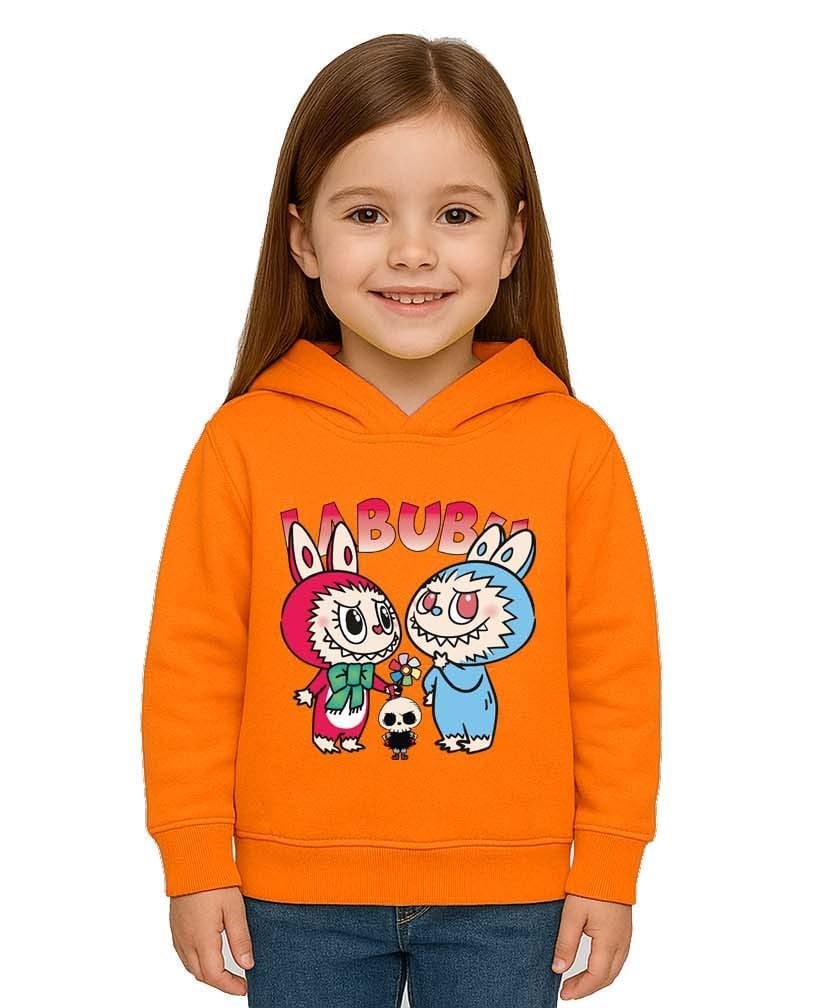 Unisex Baskılı Çocuk Swaetshirt Kapüşonlu 3 İplik Şardonlu Labubu