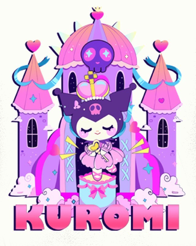 Unisex Baskılı Çocuk Swaetshirt Kapüşonlu 3 İplik Şardonlu Kuromi baskılı