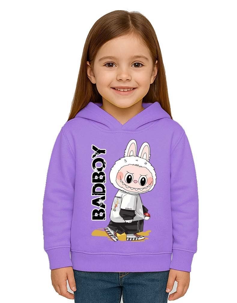Unisex Baskılı Çocuk Swaetshirt Labubu Baskılı Kapüşonlu 3 İplik Şardonlu