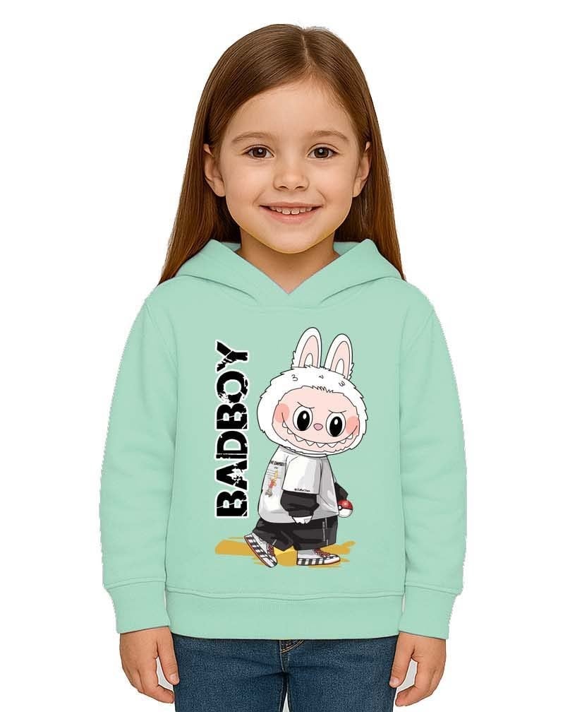 Unisex Baskılı Çocuk Swaetshirt Labubu Baskılı Kapüşonlu 3 İplik Şardonlu