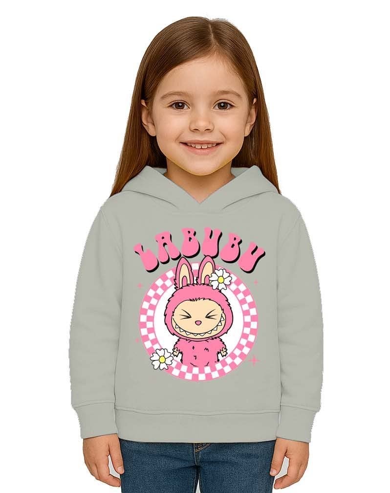 Unisex Baskılı Çocuk Swaetshirt Labubu Baskılı Kapüşonlu 3 İplik Şardonlu