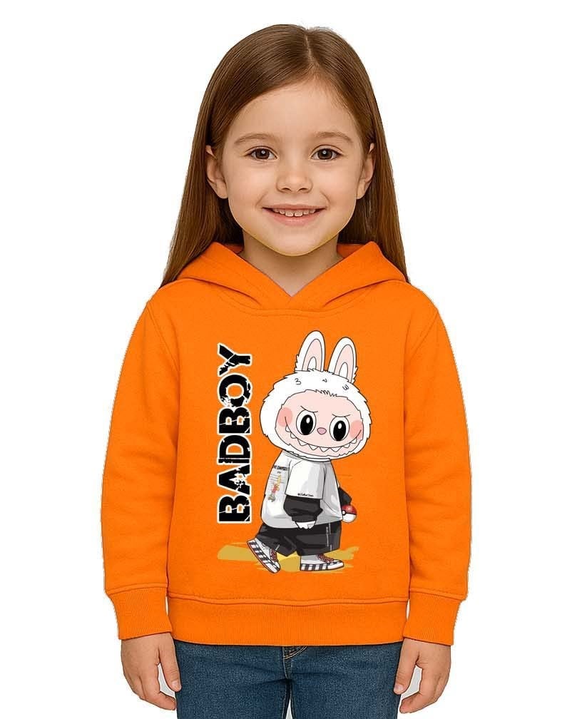 Unisex Baskılı Çocuk Swaetshirt Labubu Baskılı Kapüşonlu 3 İplik Şardonlu