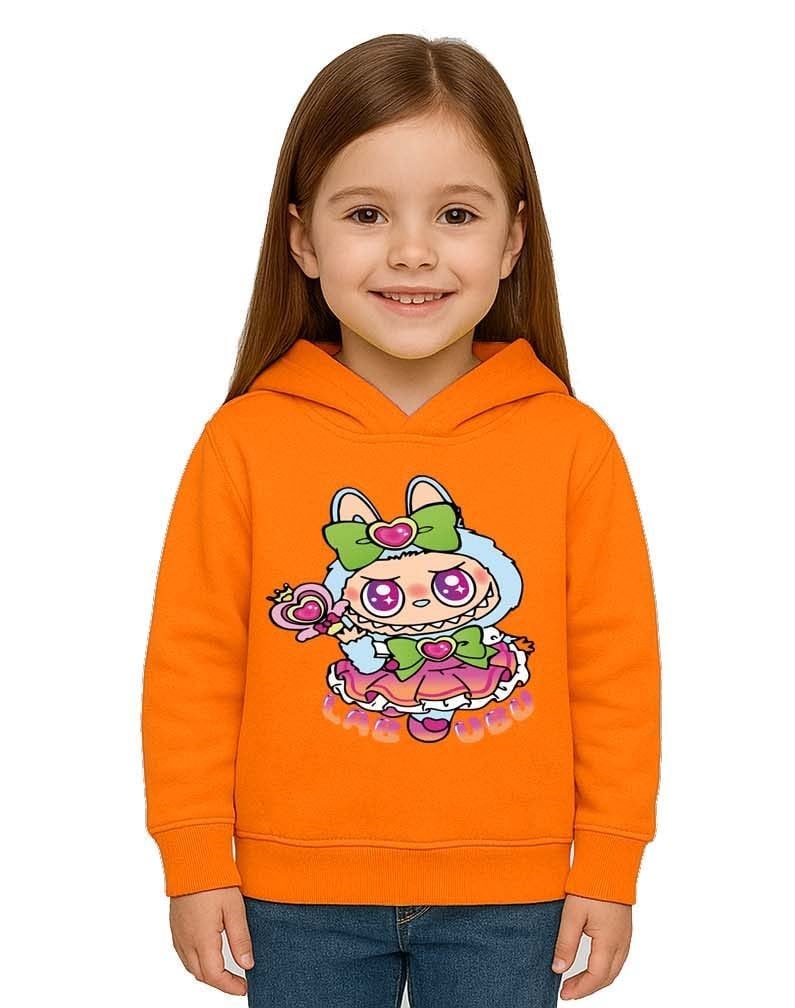 Unisex Baskılı Çocuk Swaetshirt Labubu Baskılı Kapüşonlu 3 İplik Şardonlu