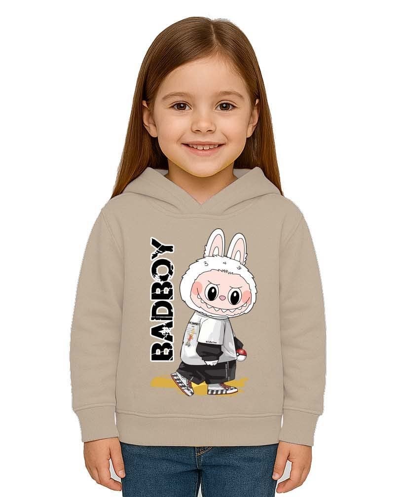 Unisex Baskılı Çocuk Swaetshirt Labubu Baskılı Kapüşonlu 3 İplik Şardonlu