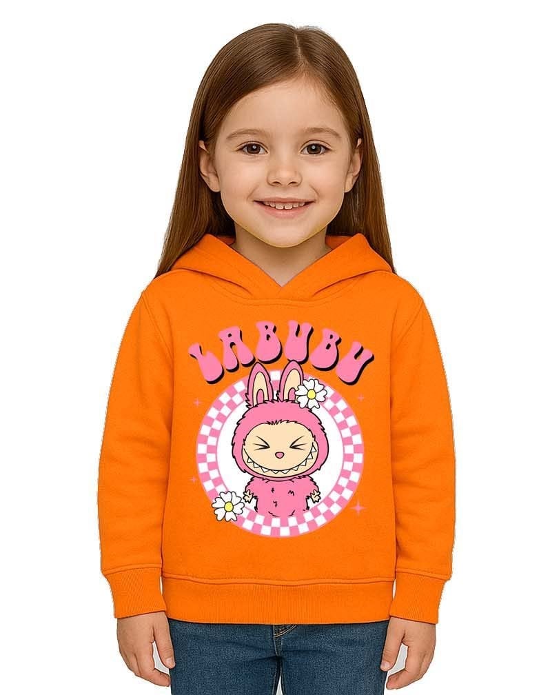 Unisex Baskılı Çocuk Swaetshirt Labubu Baskılı Kapüşonlu 3 İplik Şardonlu
