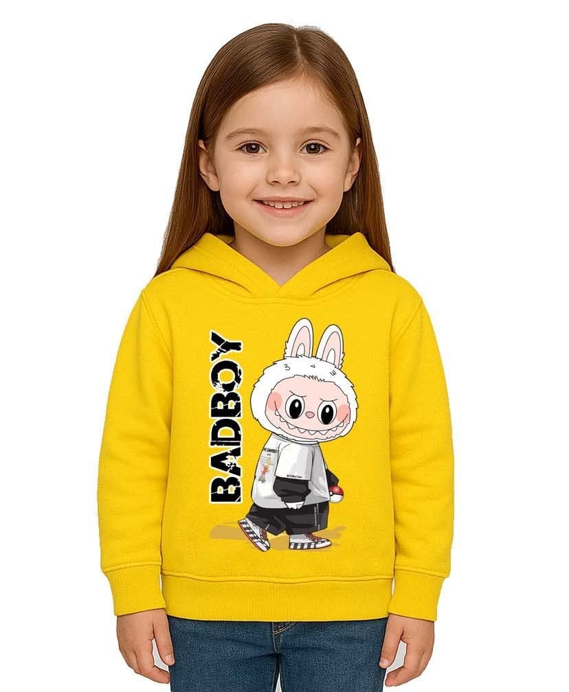 Unisex Baskılı Çocuk Swaetshirt Labubu Baskılı Kapüşonlu 3 İplik Şardonlu