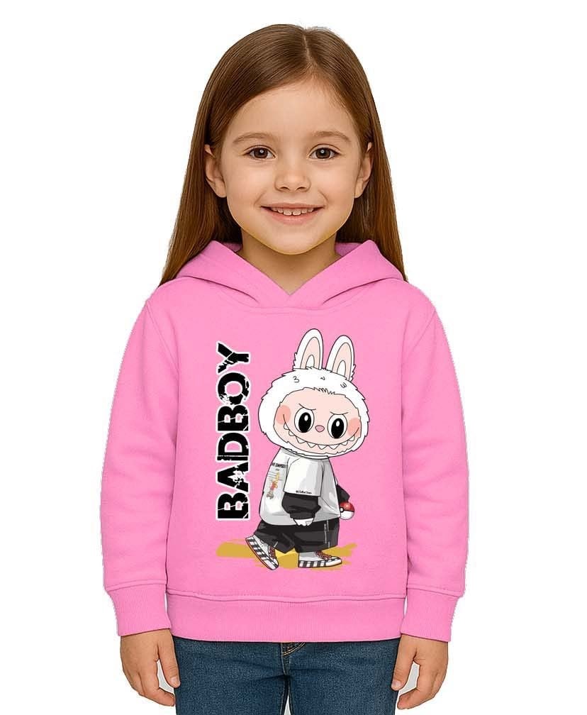 Unisex Baskılı Çocuk Swaetshirt Labubu Baskılı Kapüşonlu 3 İplik Şardonlu