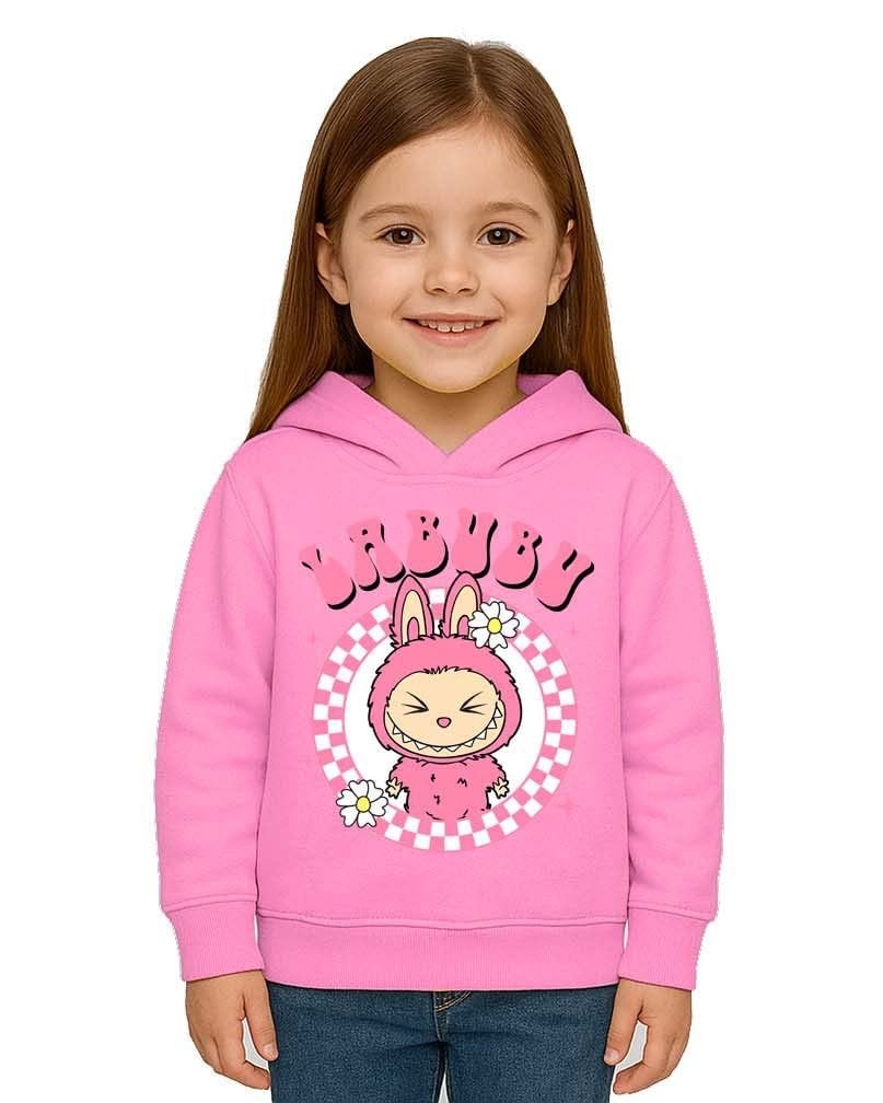 Unisex Baskılı Çocuk Swaetshirt Labubu Baskılı Kapüşonlu 3 İplik Şardonlu