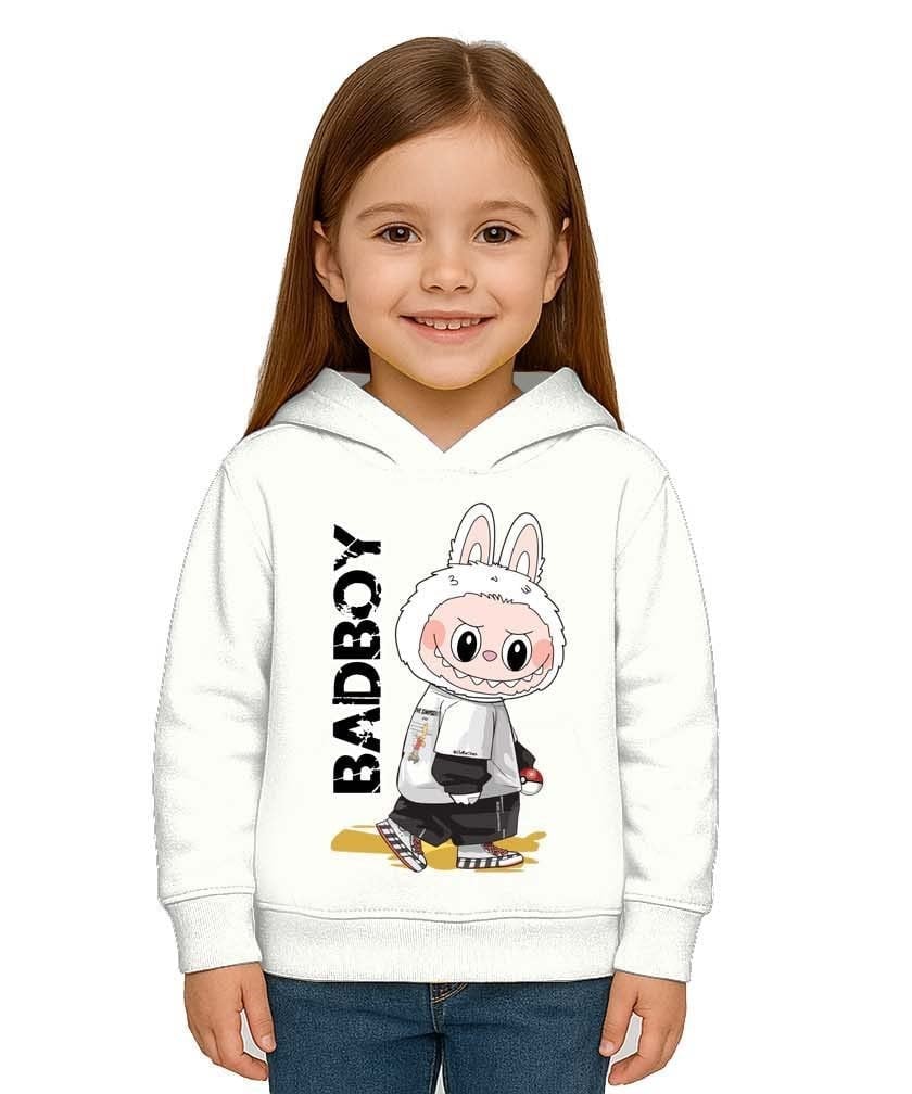 Unisex Baskılı Çocuk Swaetshirt Labubu Baskılı Kapüşonlu 3 İplik Şardonlu