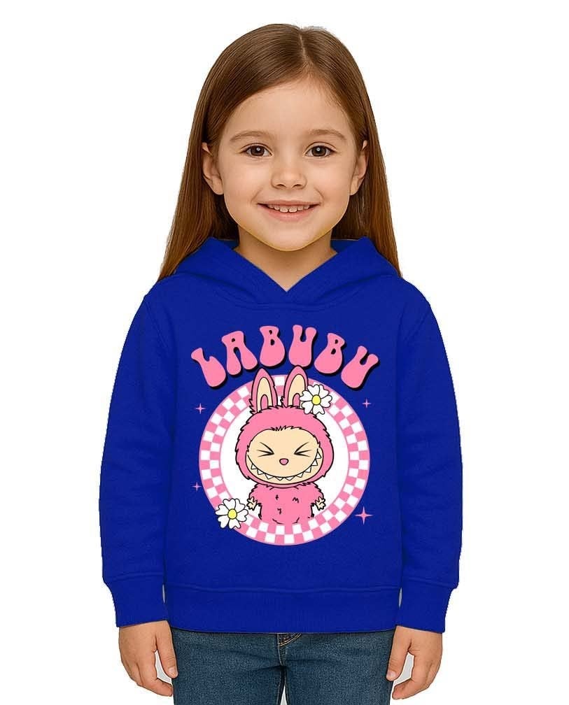 Unisex Baskılı Çocuk Swaetshirt Labubu Baskılı Kapüşonlu 3 İplik Şardonlu