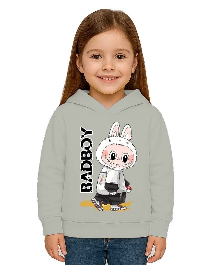 Unisex Baskılı Çocuk Swaetshirt Labubu Baskılı Kapüşonlu 3 İplik Şardonlu