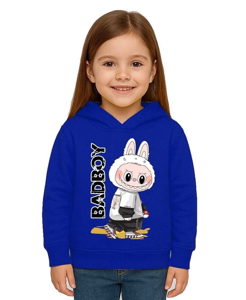 Unisex Baskılı Çocuk Swaetshirt Labubu Baskılı Kapüşonlu 3 İplik Şardonlu