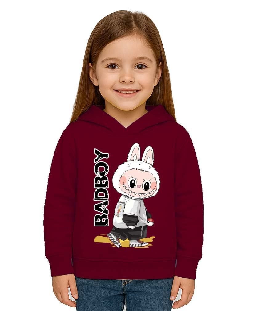 Unisex Baskılı Çocuk Swaetshirt Labubu Baskılı Kapüşonlu 3 İplik Şardonlu
