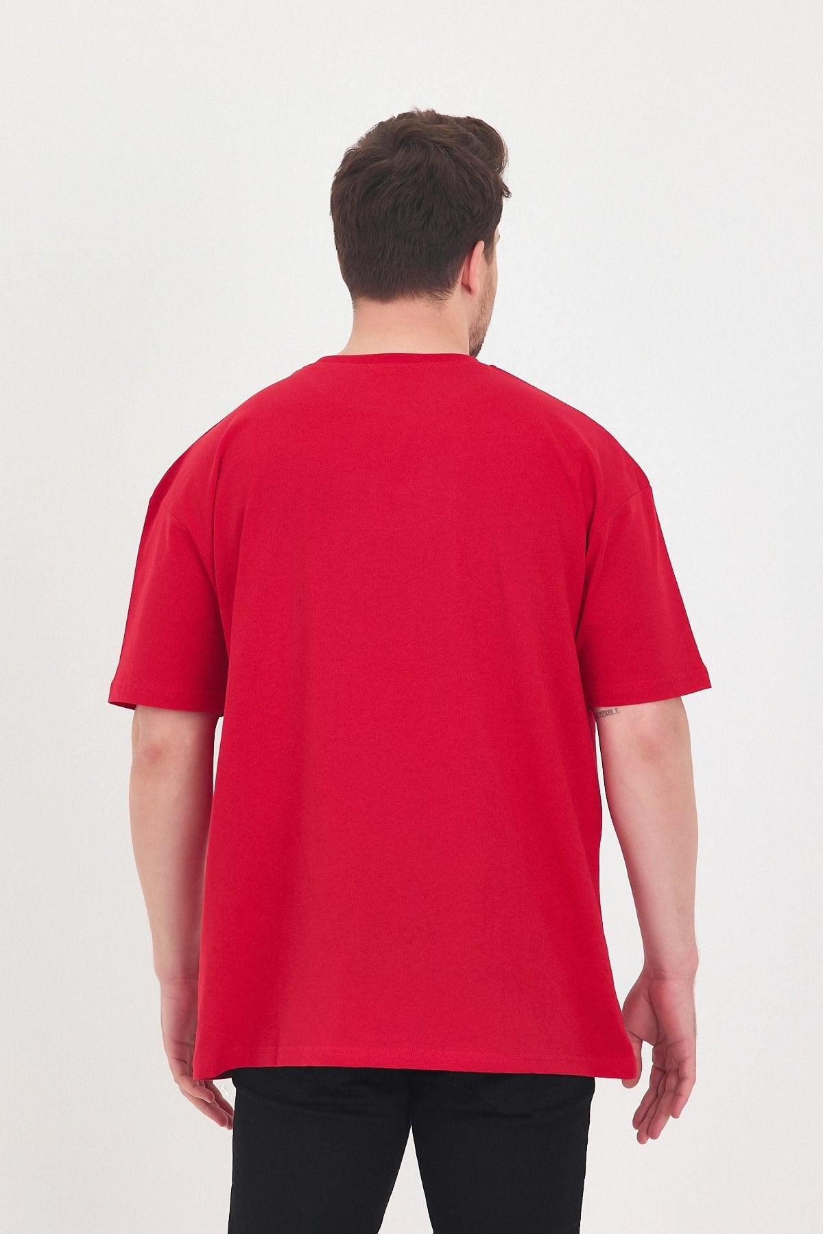 Unısex Baskısız Oversize Büyük T-shirt Pamuklu Penye Kumaş