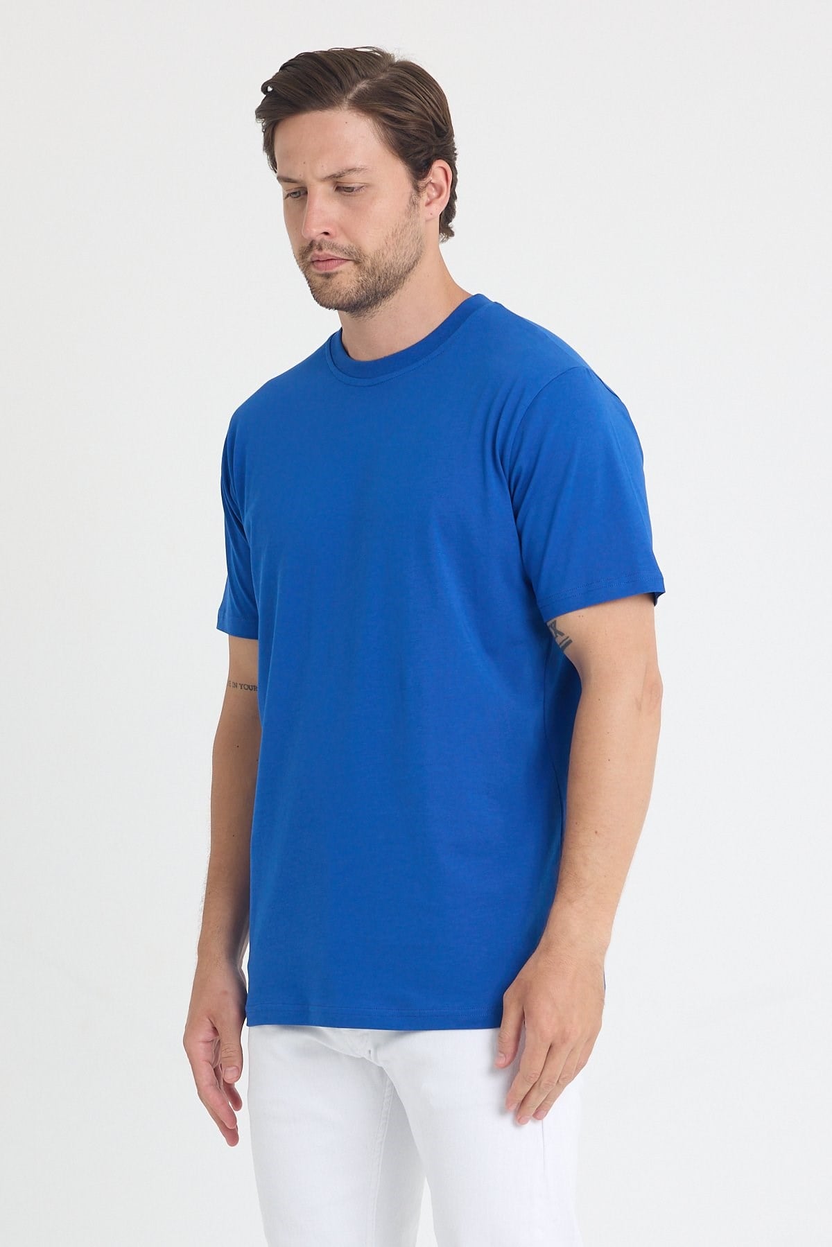 Unısex Baskısız Regular T-shirt Pamuklu Penye Kumaş