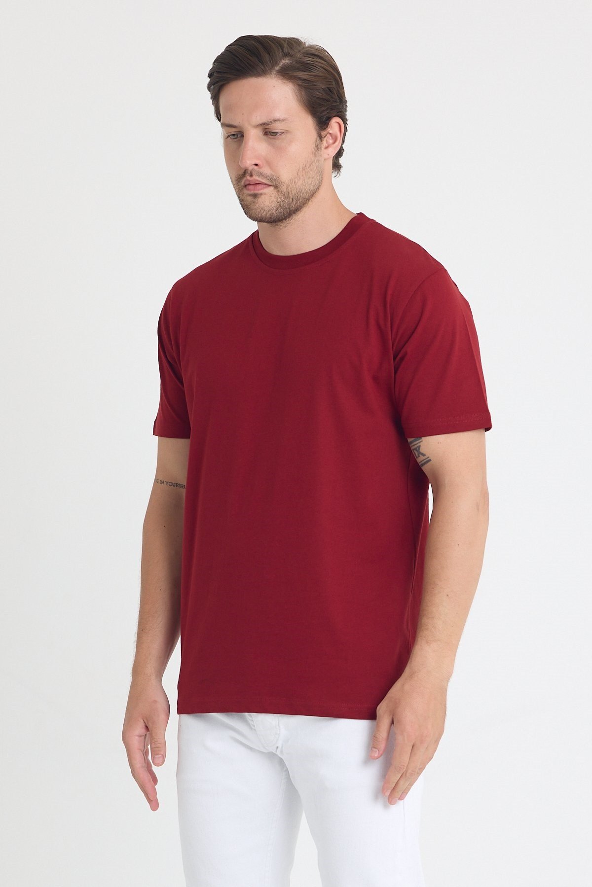 Unısex Baskısız Regular T-shirt Pamuklu Penye Kumaş