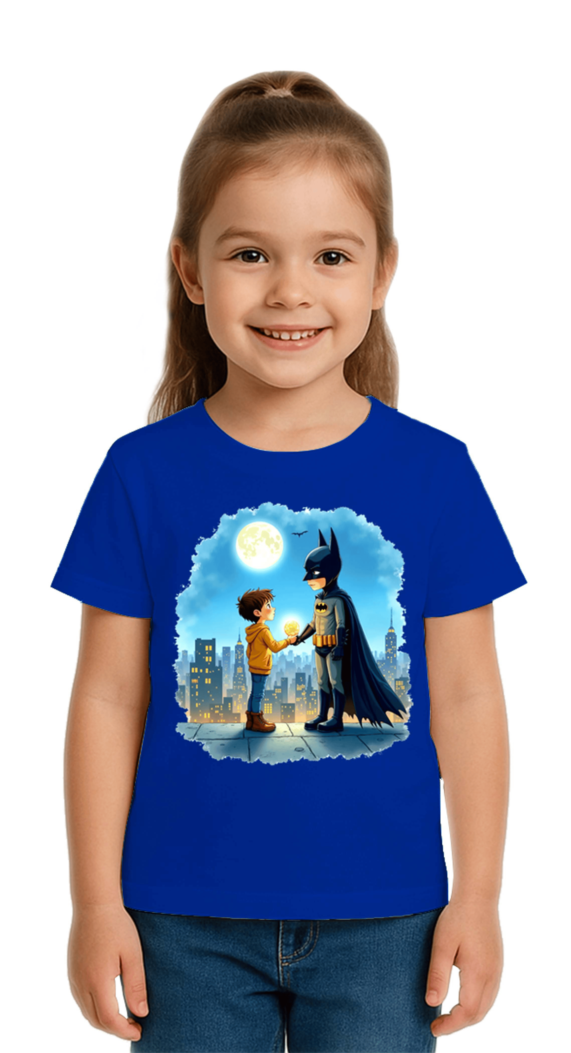 Unisex Batman baskılı Çocuk Tişört pamuklu penye kumaş