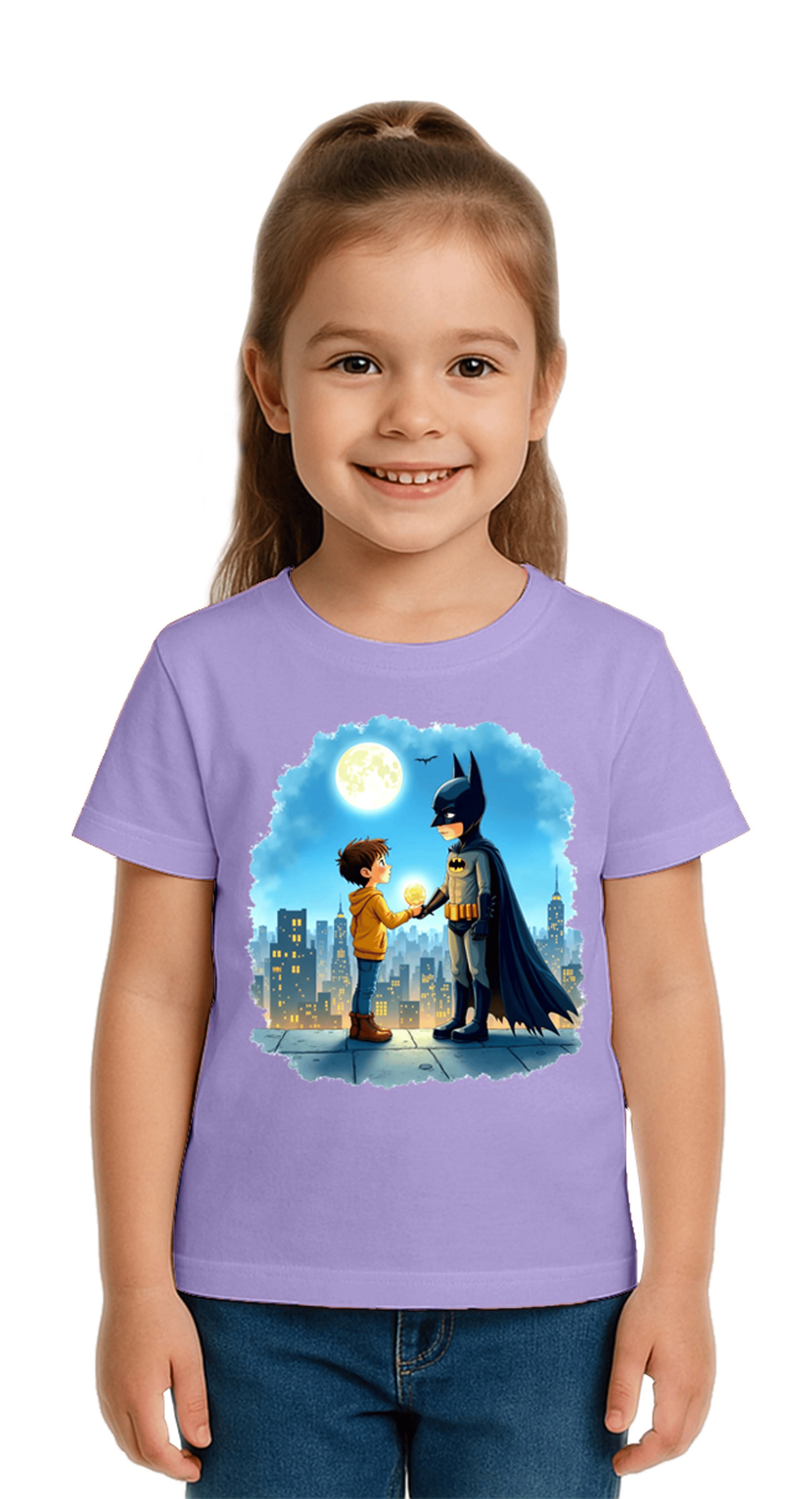 Unisex Batman baskılı Çocuk Tişört pamuklu penye kumaş