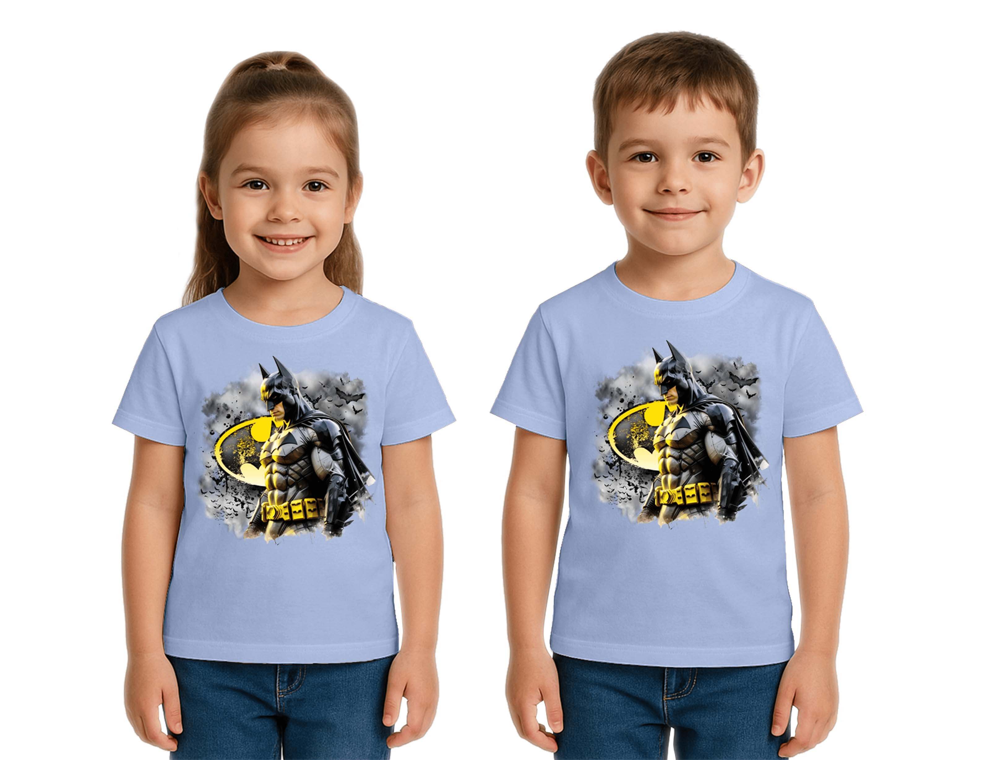 Unisex Batman baskılı Çocuk Tişört pamuklu penye kumaş