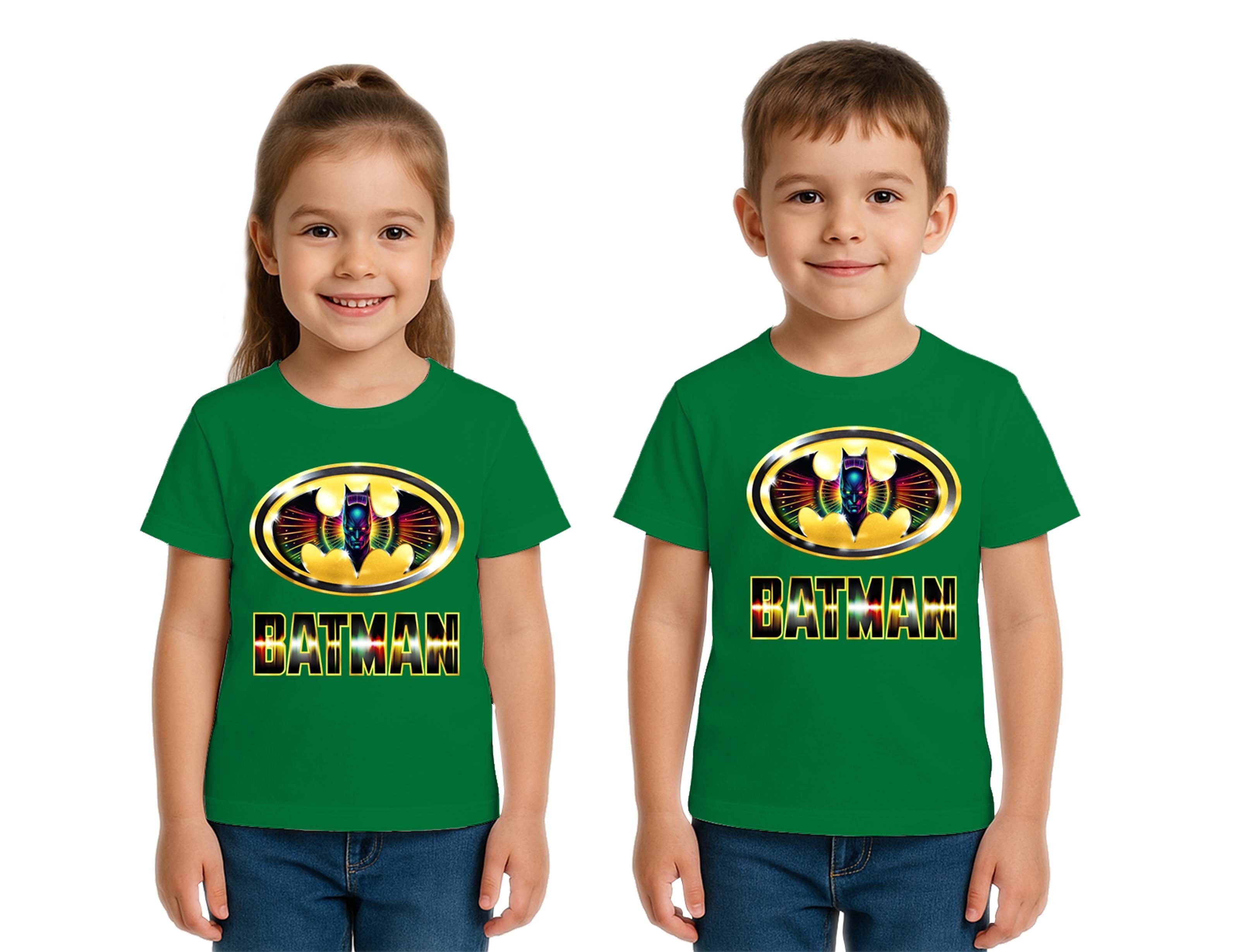 Unisex Batman baskılı Çocuk Tişört pamuklu penye kumaş