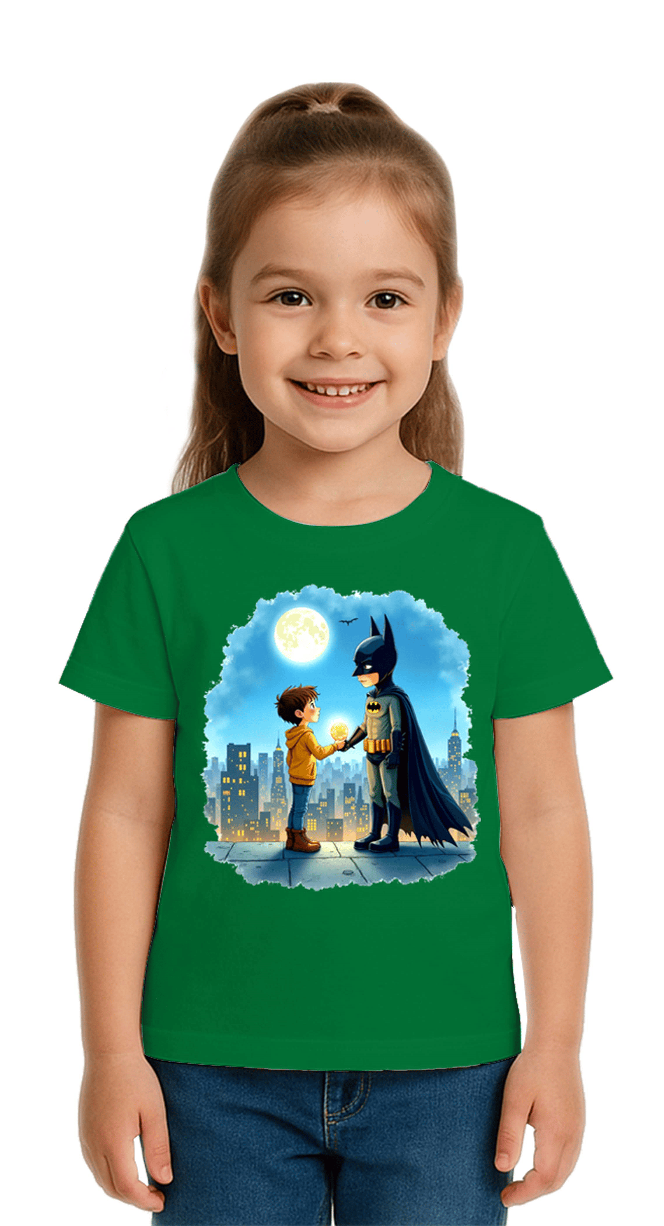 Unisex Batman baskılı Çocuk Tişört pamuklu penye kumaş