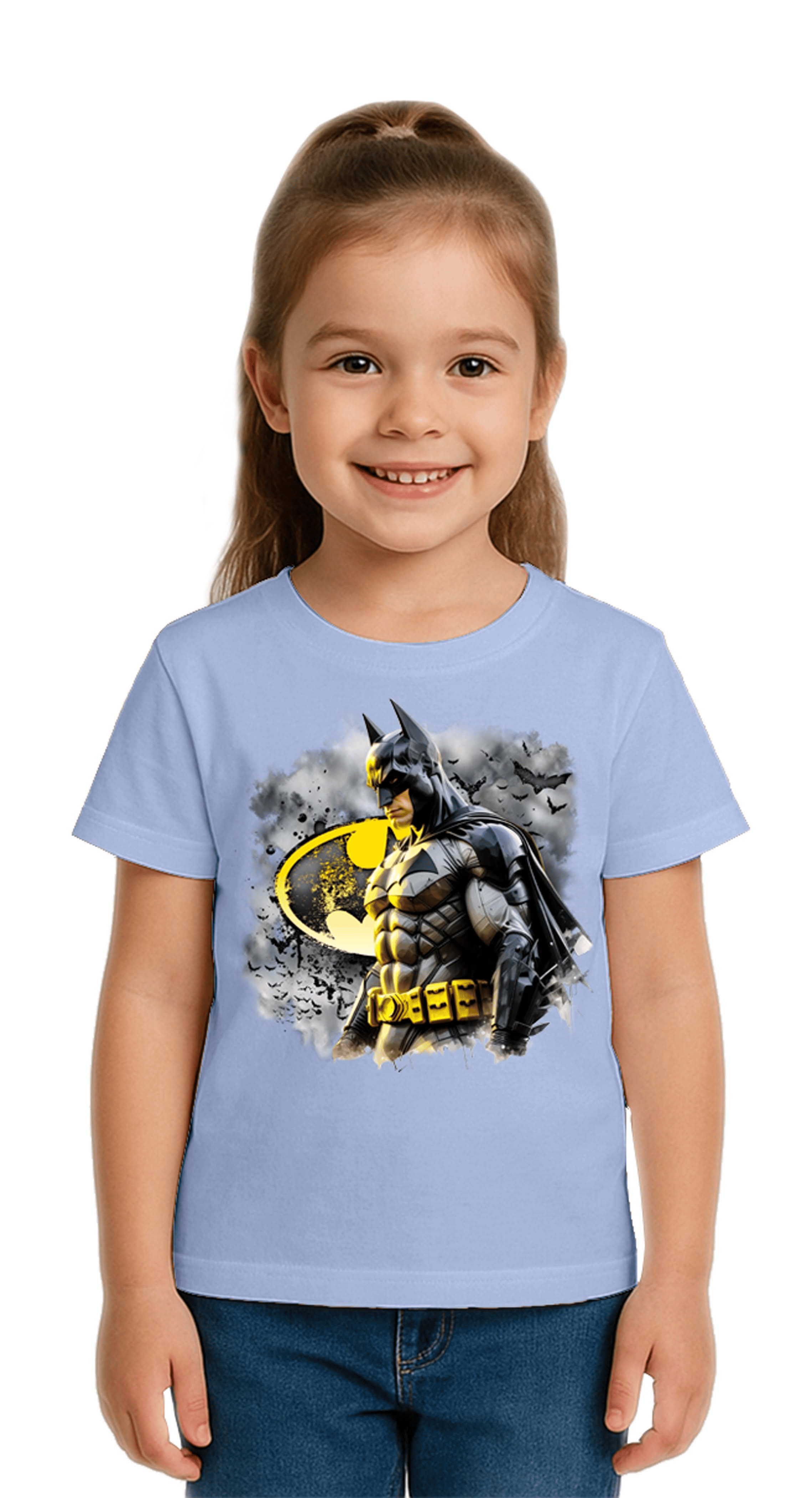 Unisex Batman baskılı Çocuk Tişört pamuklu penye kumaş