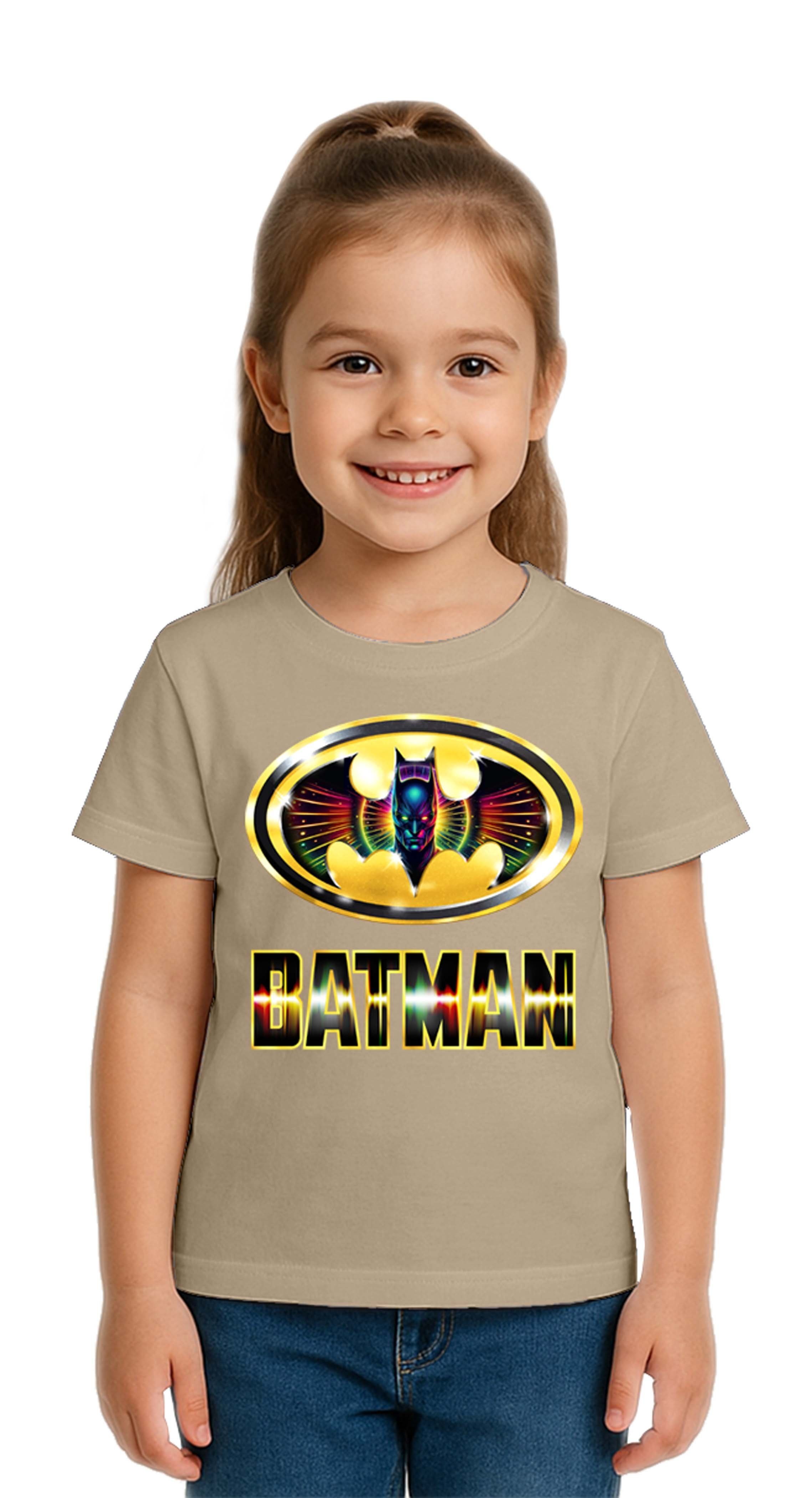 Unisex Batman baskılı Çocuk Tişört pamuklu penye kumaş