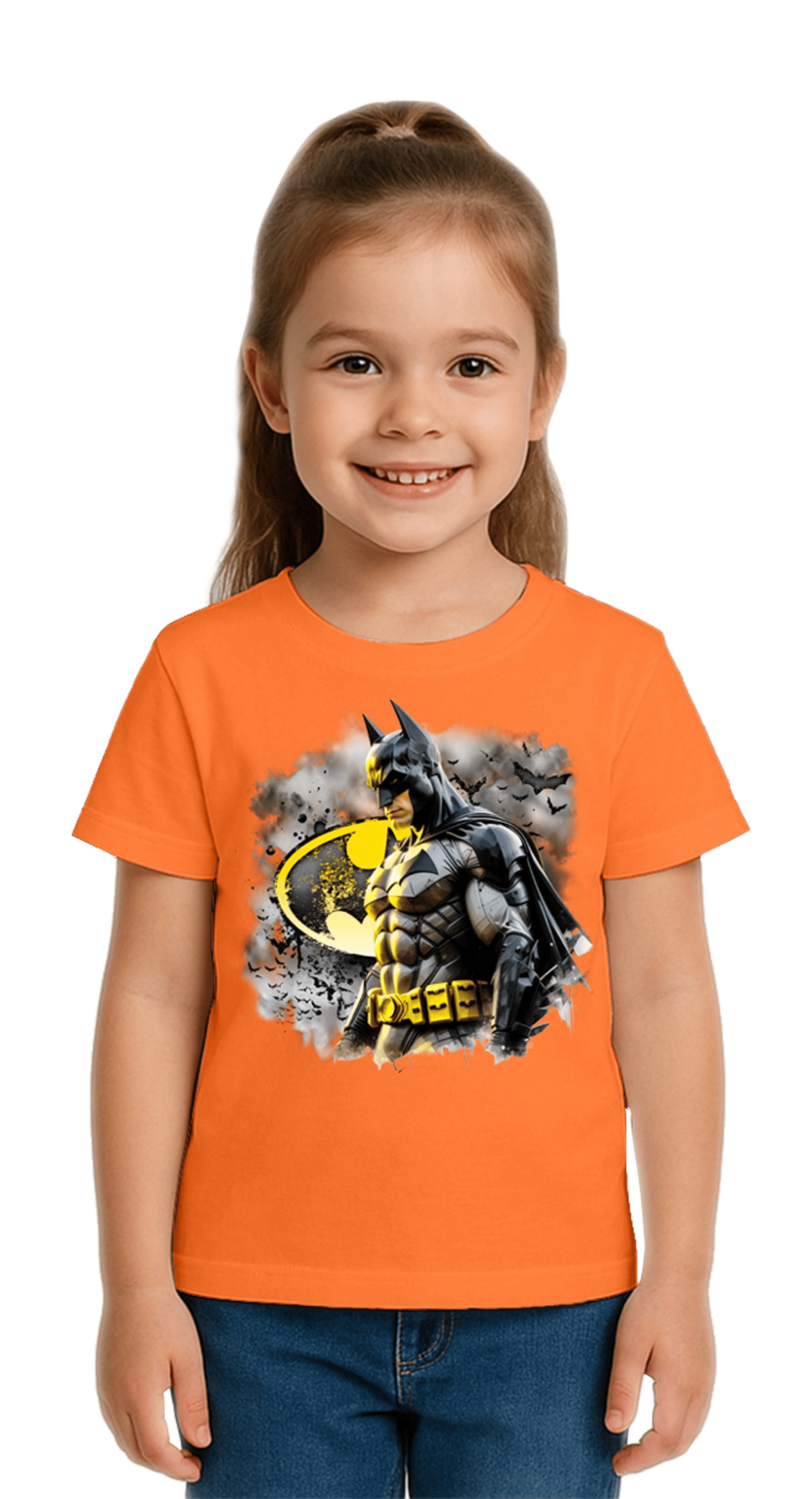 Unisex Batman baskılı Çocuk Tişört pamuklu penye kumaş
