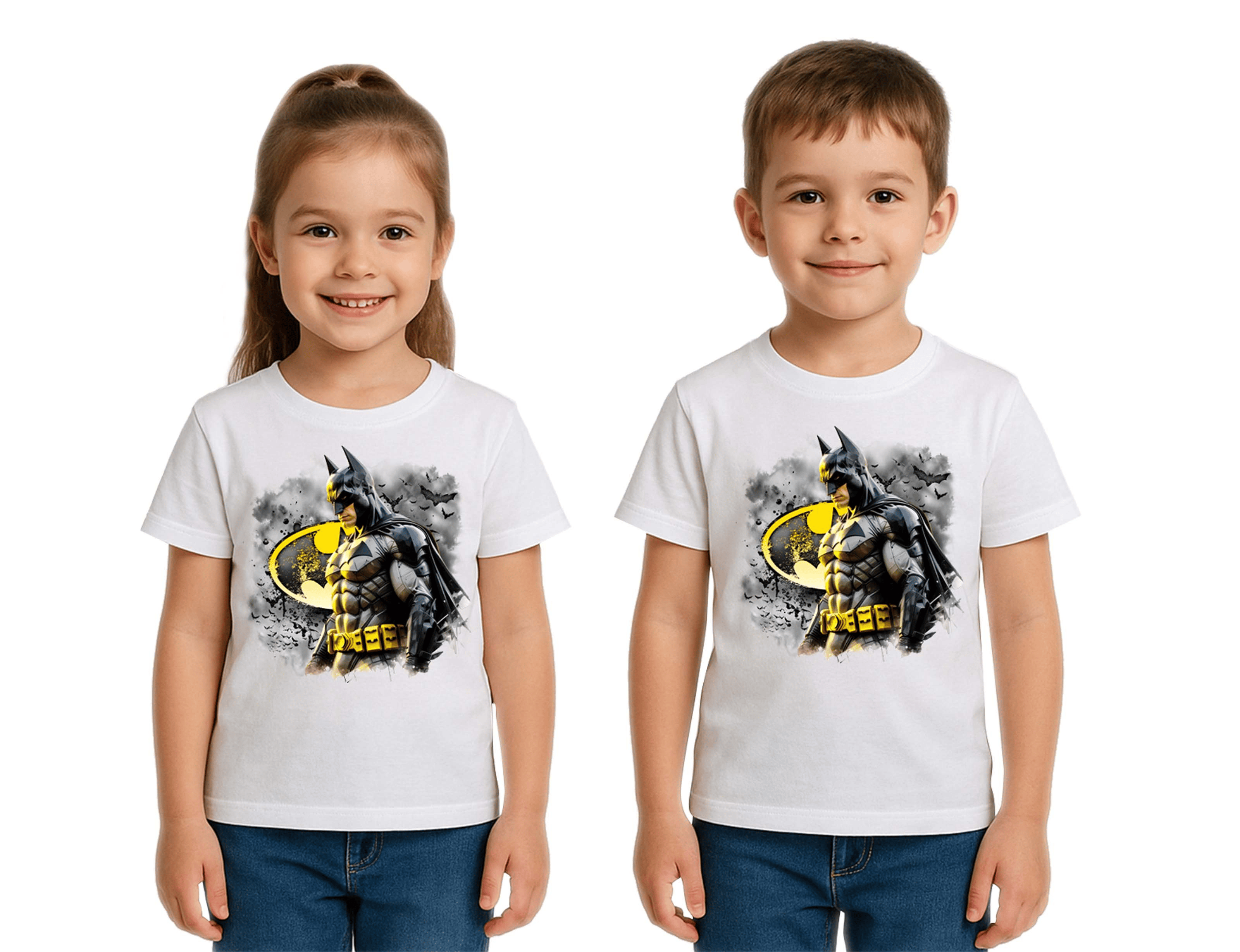 Unisex Batman baskılı Çocuk Tişört pamuklu penye kumaş