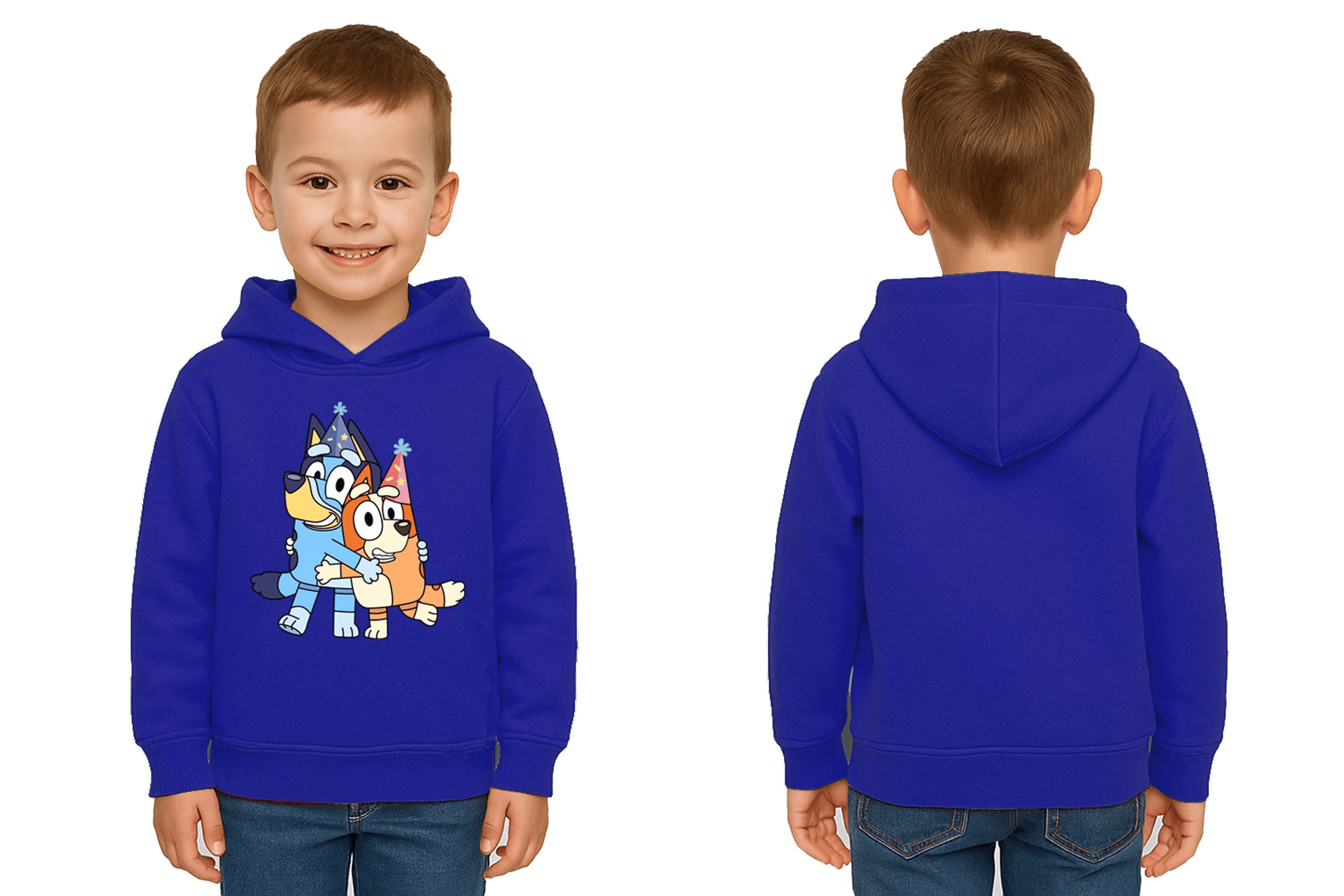 Unisex Bluey Baskılı Çocuk Swaetshirt Kapşonlu 3 İplik Şardonlu