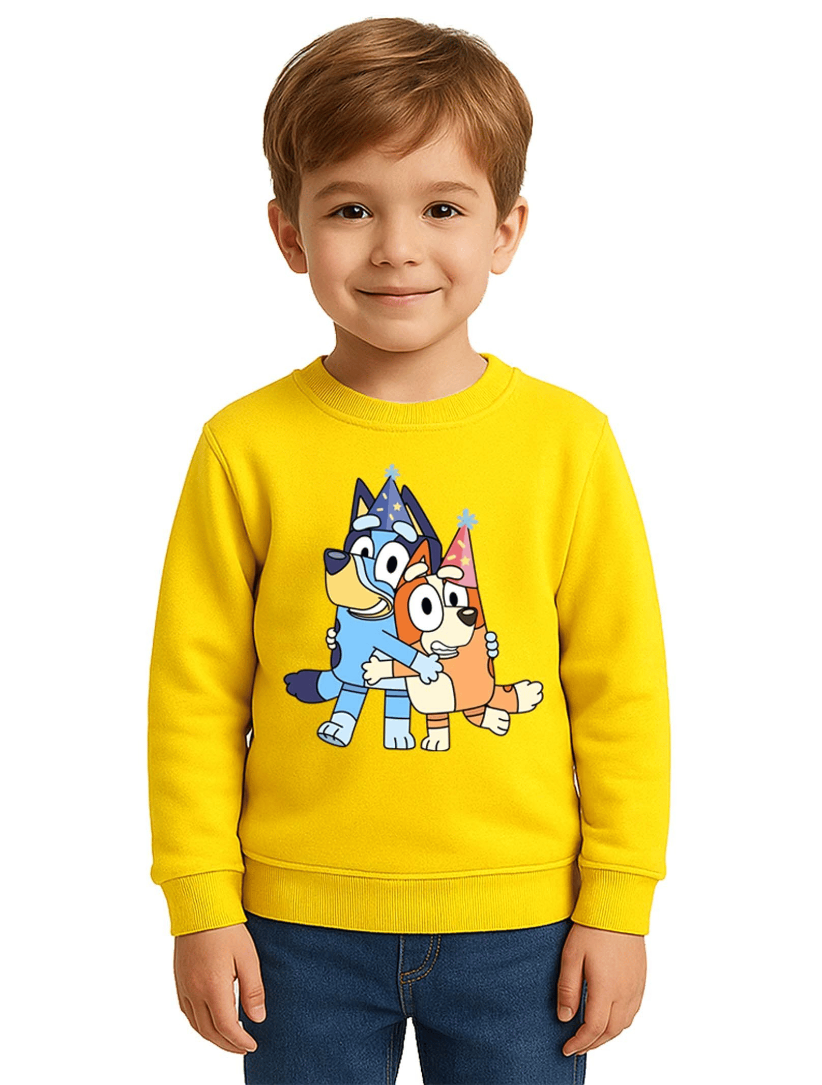Unisex Bluey Baskılı Çocuk Swaetshirt 3 İplik Şardonlu