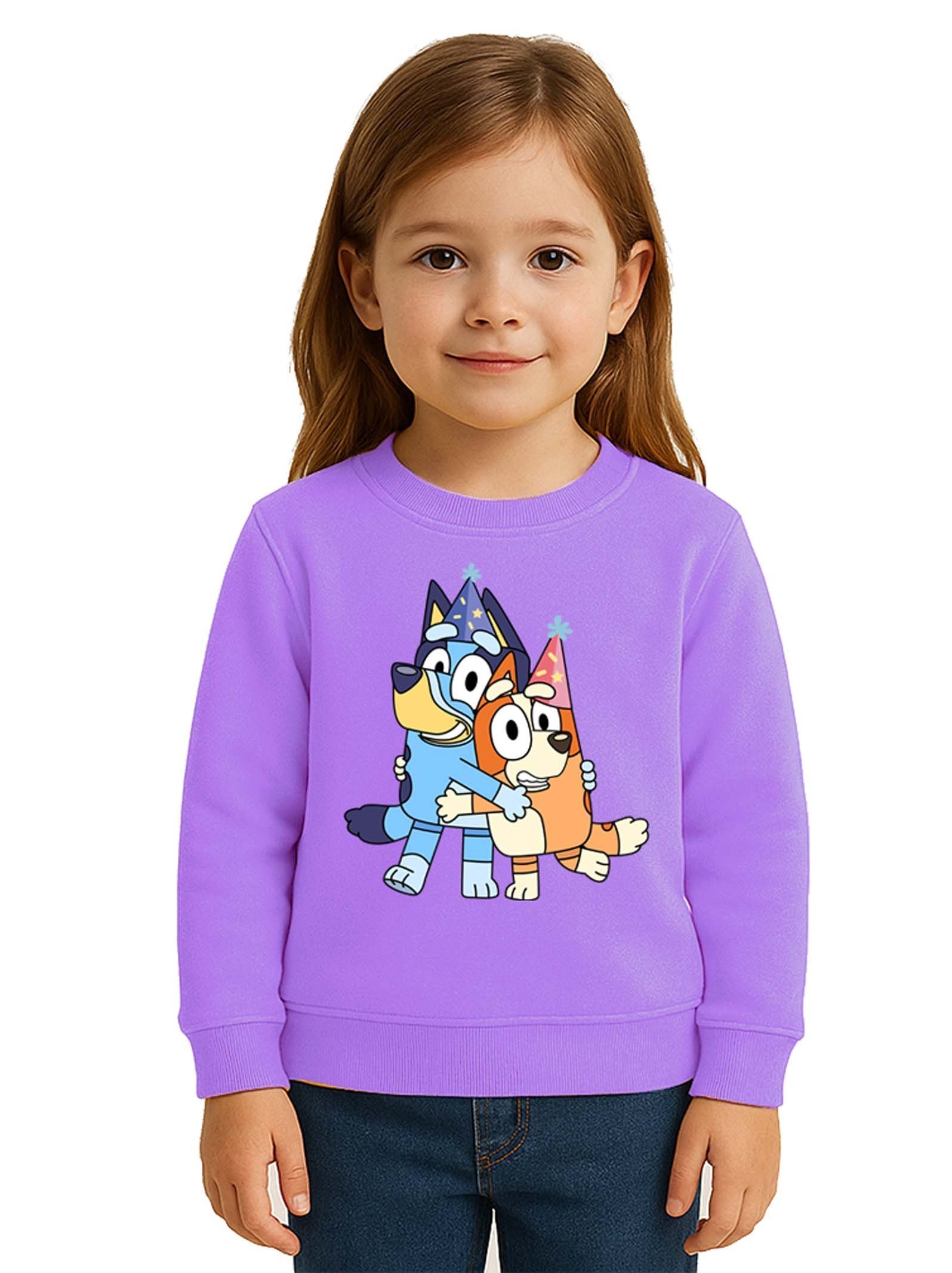 Unisex Bluey Baskılı Çocuk Swaetshirt 3 İplik Şardonlu