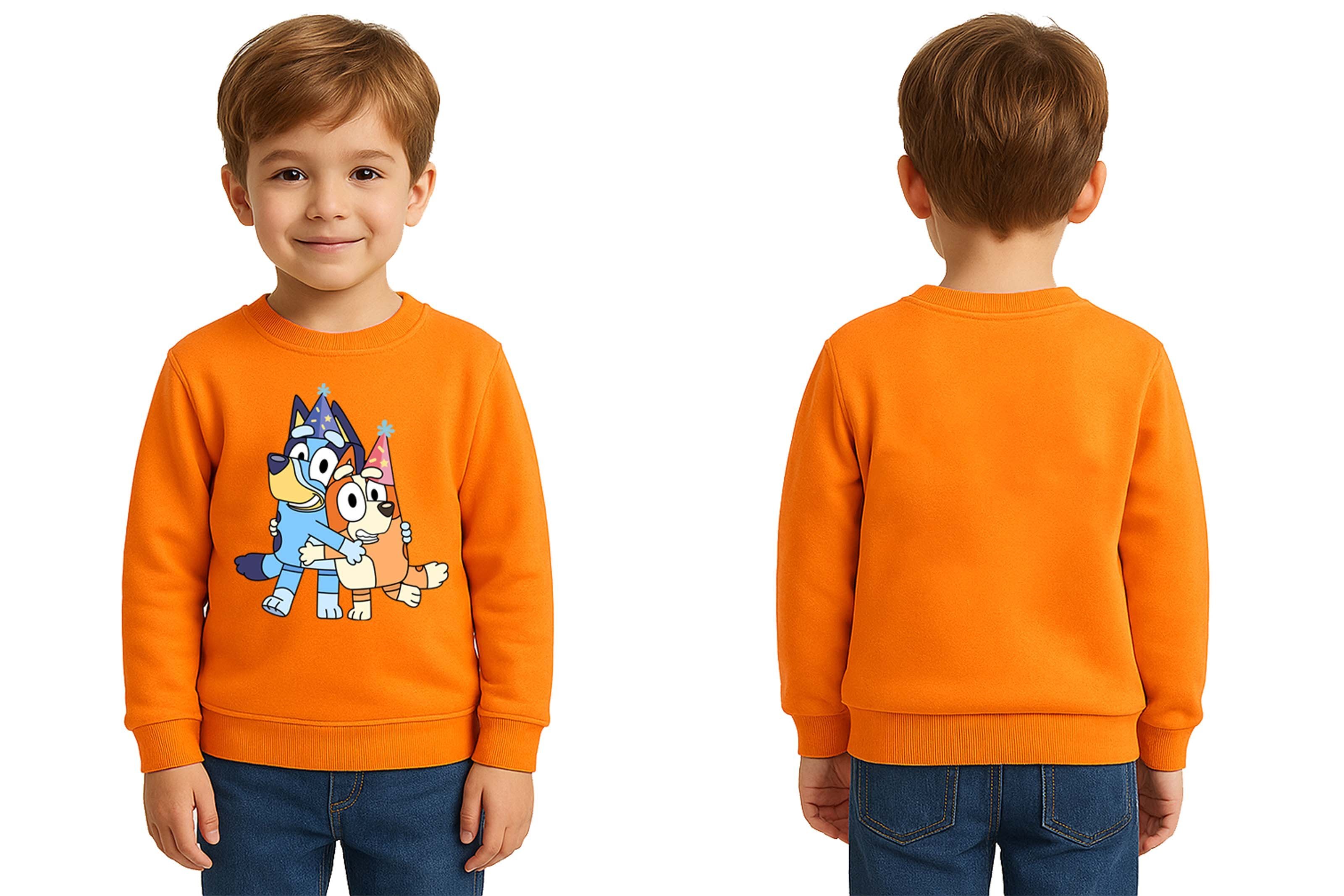 Unisex Bluey Baskılı Çocuk Swaetshirt 3 İplik Şardonlu
