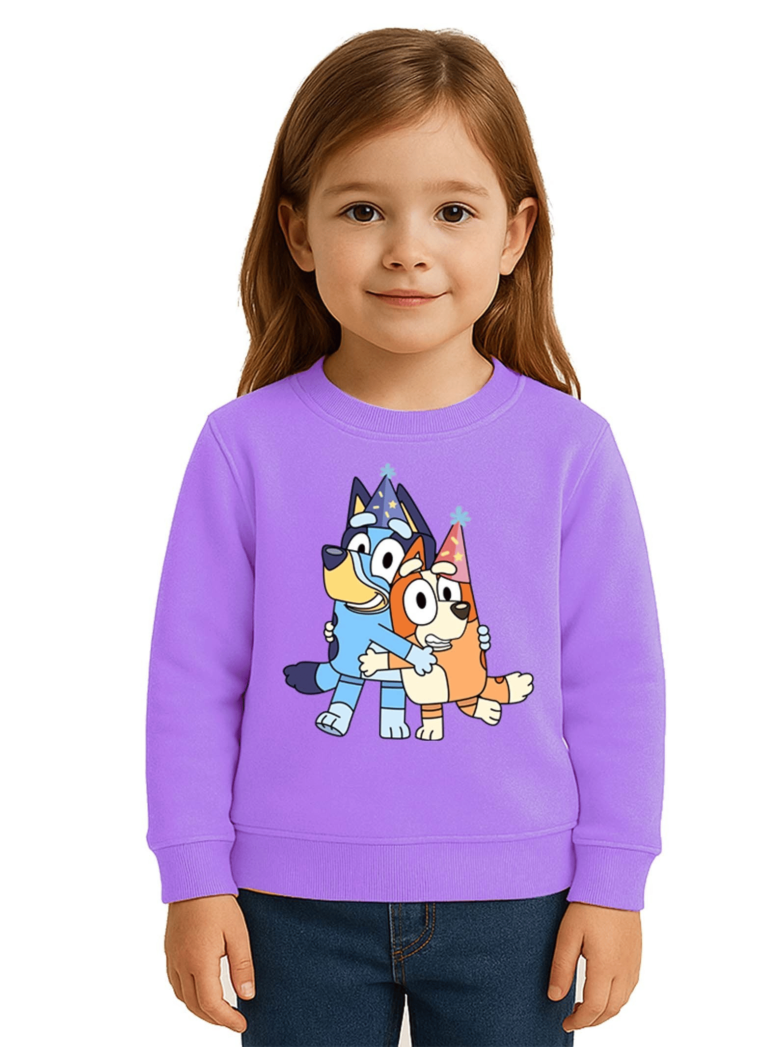 Unisex Bluey Baskılı Çocuk Swaetshirt 3 İplik Şardonlu