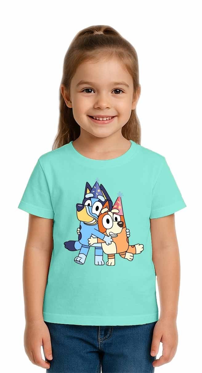 Unisex Bluey Baskılı Çocuk Tişört pamuklu penye kumaş