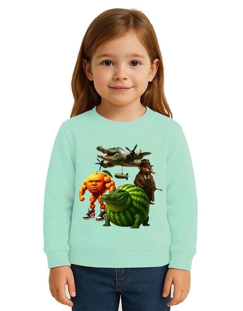 Unisex Braınrot Baskılı Çocuk Swaetshirt 3 İplik Şardonlu