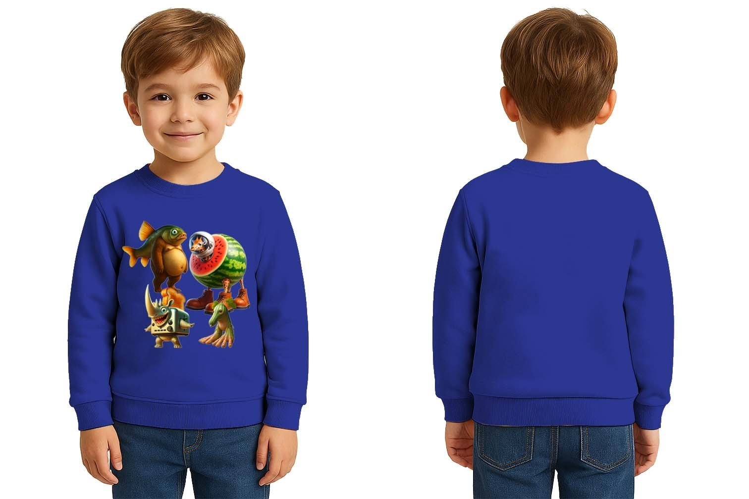 Unisex Braınrot Baskılı Çocuk Swaetshirt 3 İplik Şardonlu