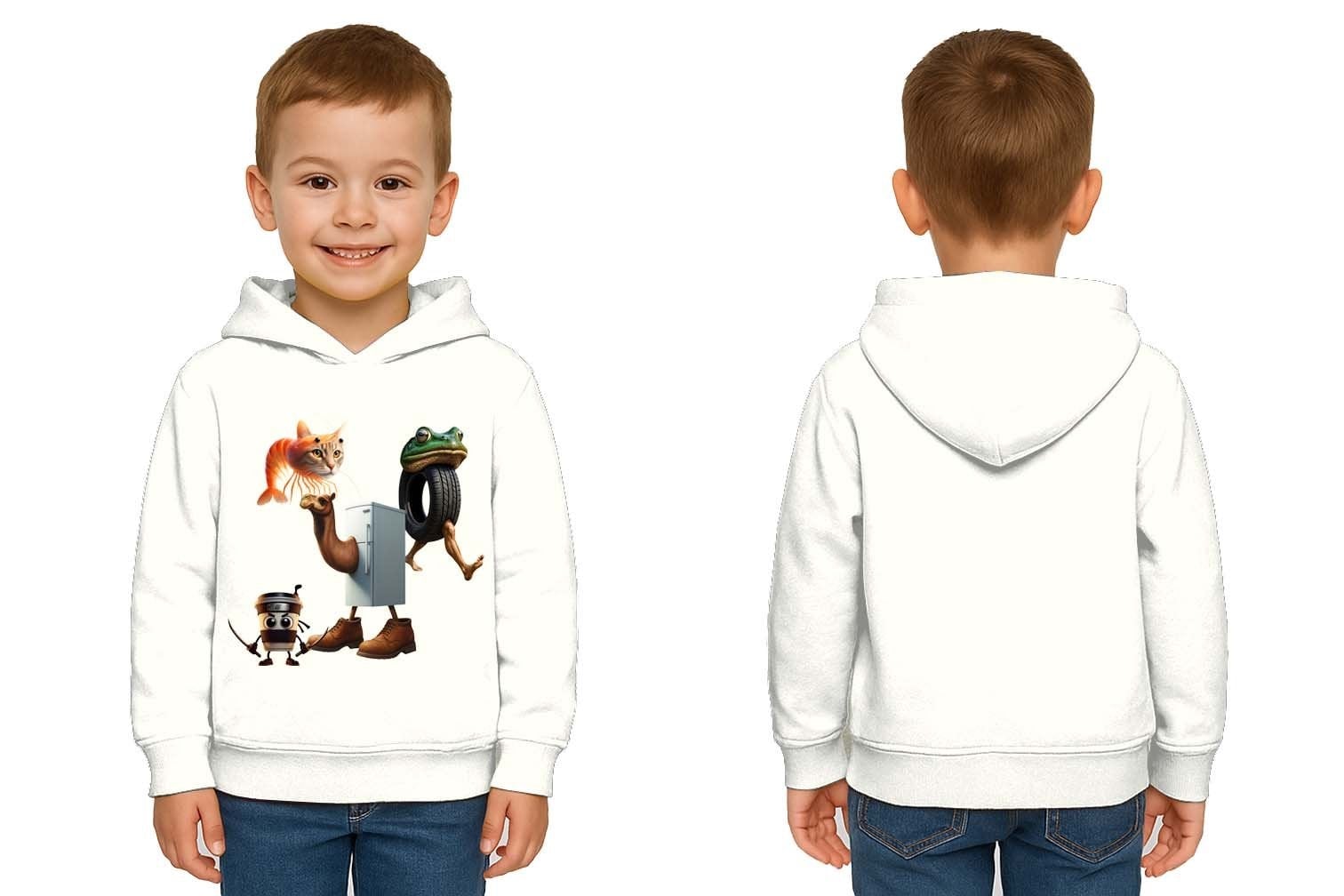 Unisex Brainrot Baskılı Çocuk Swaetshirt Kapüşonlu 3 İplik Şardonlu