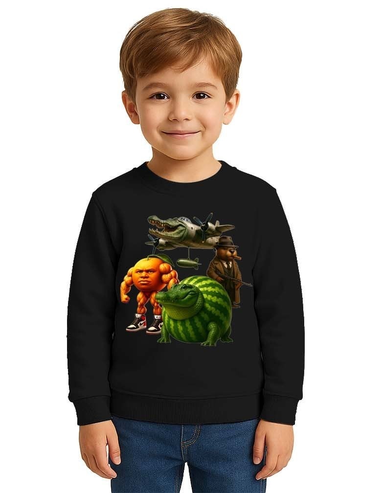 Unisex Braınrot Baskılı Çocuk Swaetshirt 3 İplik Şardonlu